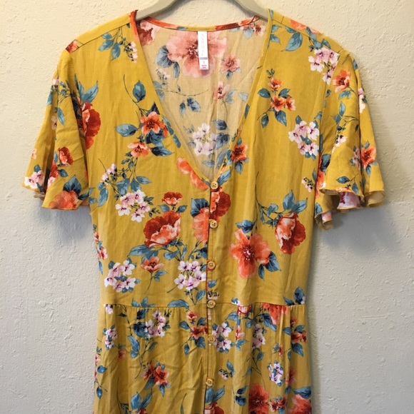 Xhilaration Yellow Floral Dress - Picture 2 of 8